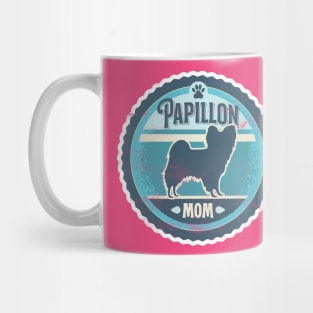 Papillon Mom - Distressed Butterfly Dog Silhouette Design Mug